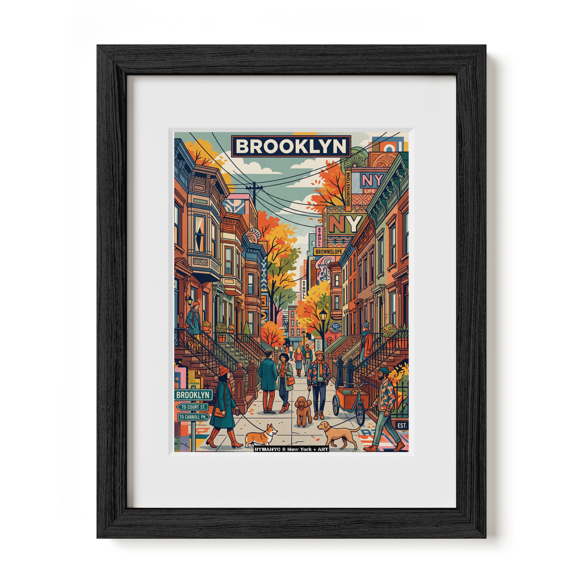 POSTER of ART NYC - BROOKLYN BROWNSTONE - Carroll Gardens and Brownstone Living BYMANYC ® New York + ART Limited Edition