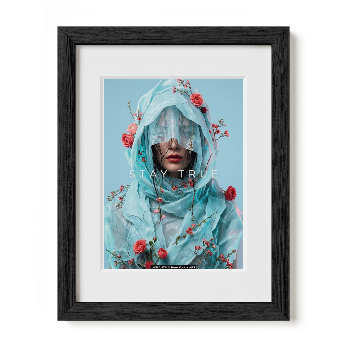 POSTER of ART FLORAL - THE ETHEREAL SHROUD - Limited Edition Florals and Translucent Veil Portrait - BYMANYC ® New York + ART