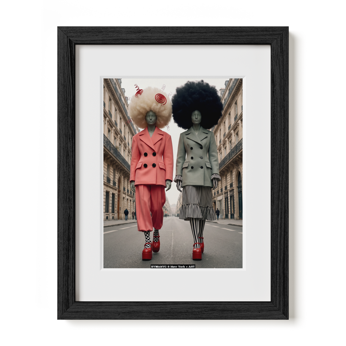 POSTER of ART AVANT-GARDE - THE PARISIAN DUO - Oversized Afro and Tailored Suit Street Portrait - BYMANYC ® New York + ART