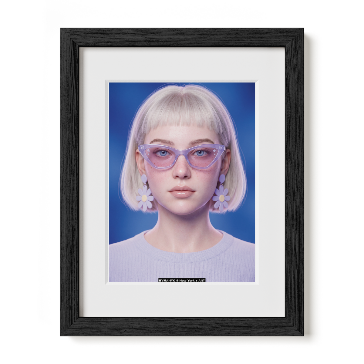 POSTER of ART AVANT-GARDE - THE LAVENDER DREAM - Pastels and Daisy Earrings Portrait - BYMANYC ® New York + ART