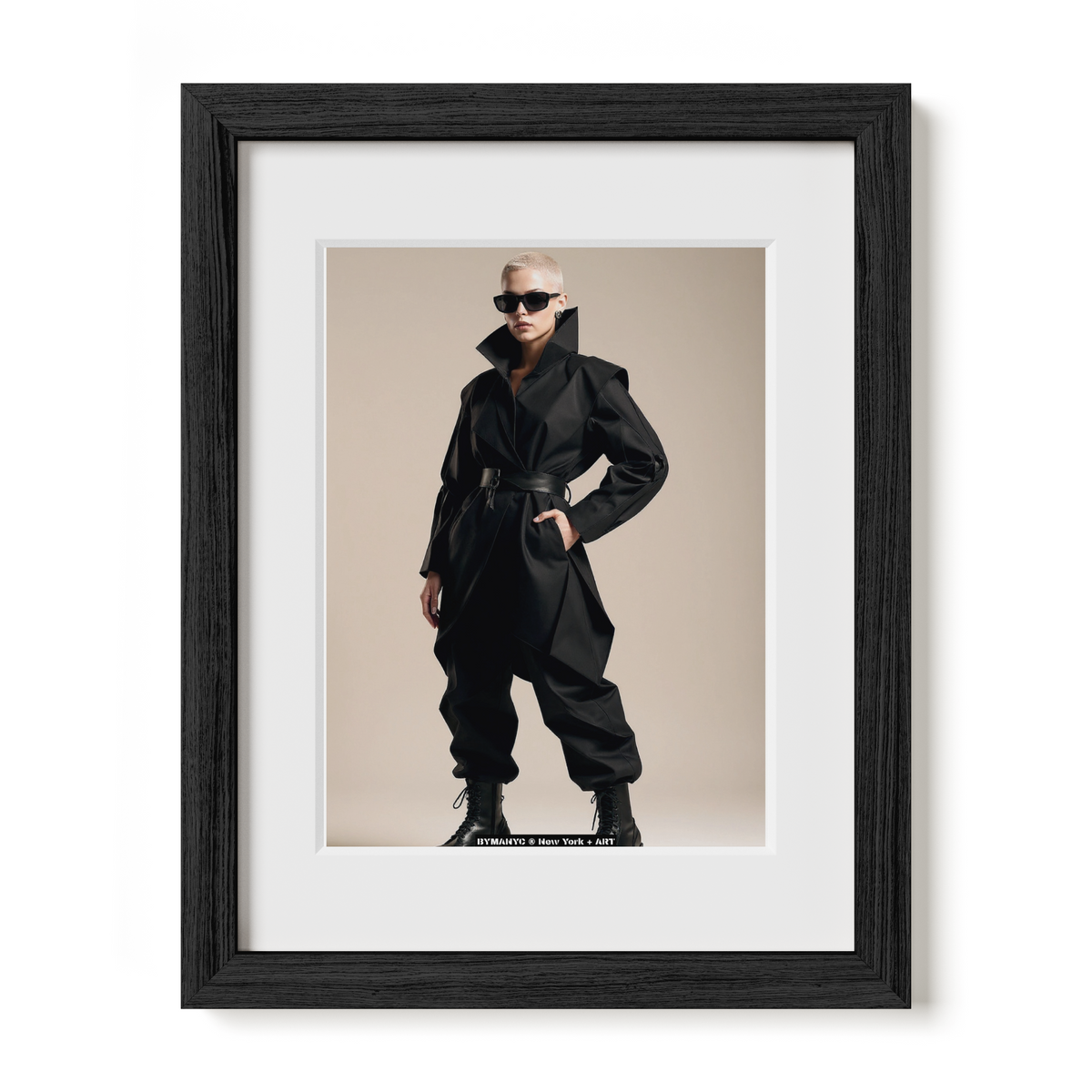 POSTER of ART AVANT-GARDE - THE URBAN ARCHITECT - High-Collar Black Jumpsuit Portrait - BYMANYC ® New York + ART