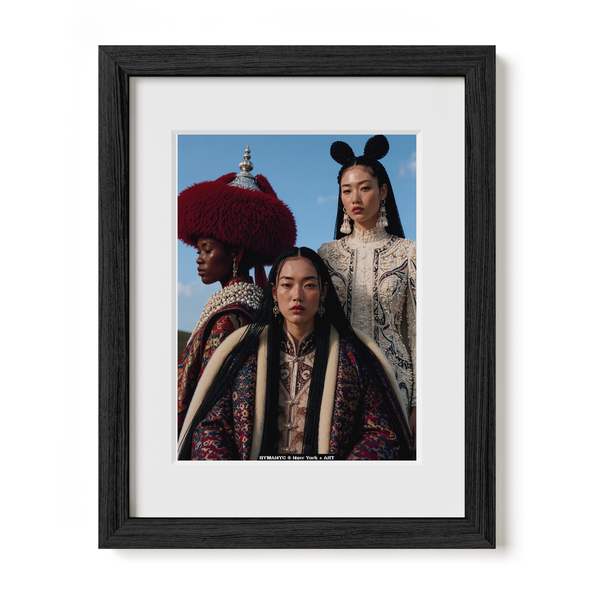 POSTER of ART AVANT-GARDE - THE IMPERIAL TRIO - Traditional Ornate Headdresses and Embroidered Robes Portrait - BYMANYC ® New York + ART