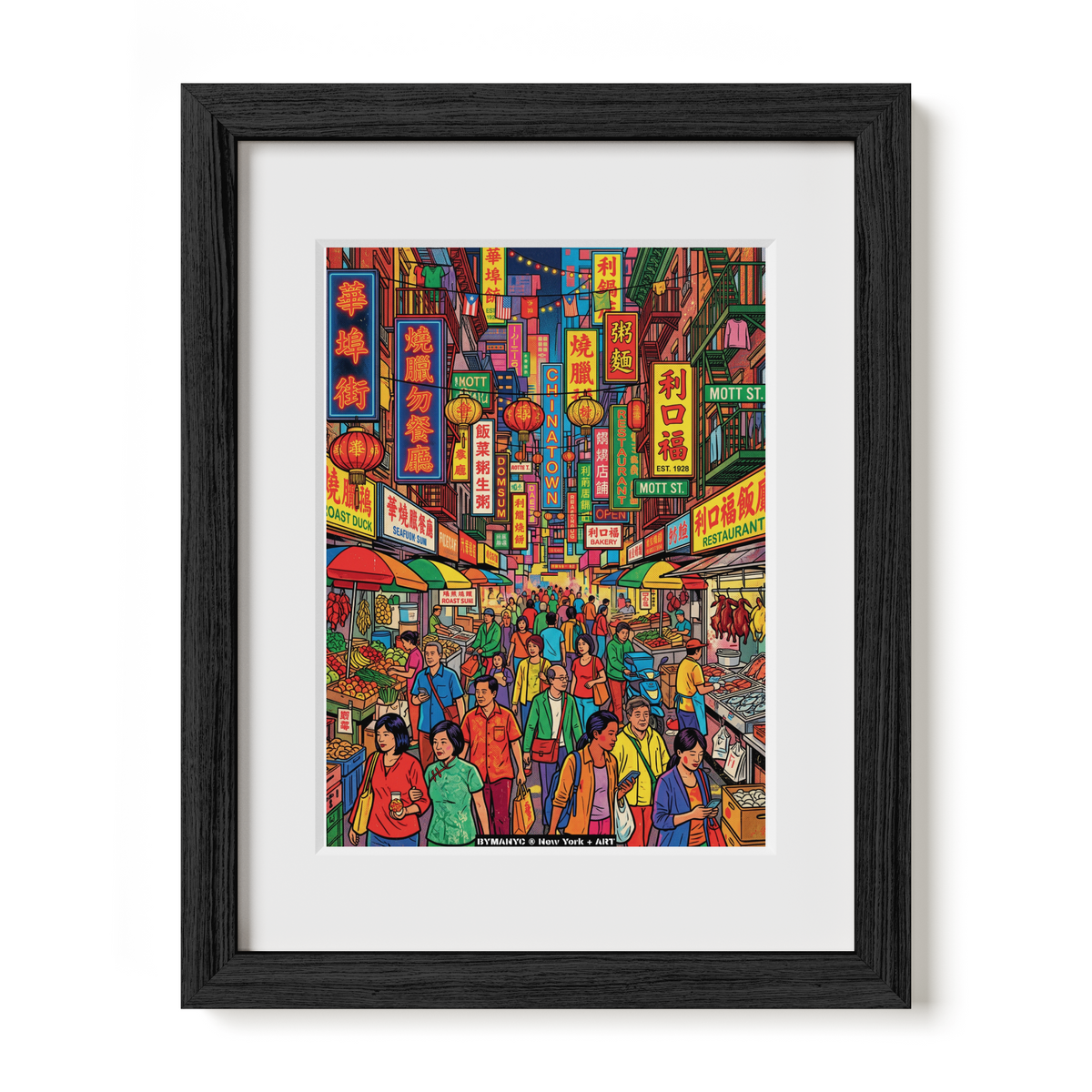 POSTER of ART NYC - CHINATOWN - Mott Street Market and Culinary Heritage BYMANYC ® New York + ART Limited Edition