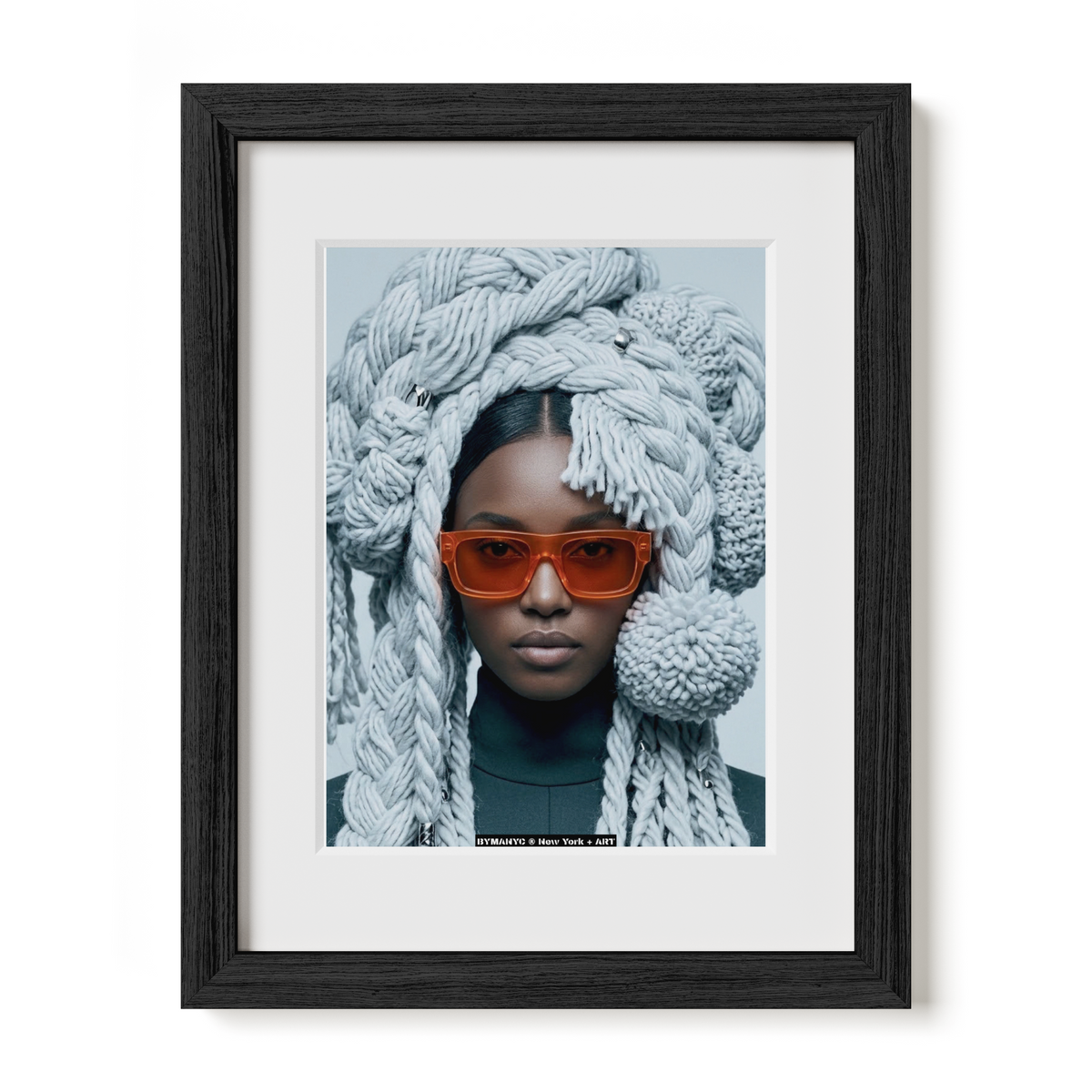 POSTER of ART AVANT-GARDE - THE CORAL CROWN - Chunky Knit Headpiece and Orange Sunglasses Portrait - BYMANYC ® New York + ART