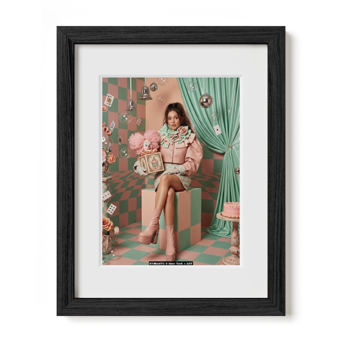 POSTER of ART AVANT-GARDE - THE PASTEL CIRCUS - Pink Ensemble and Vintage Toy Portrait - BYMANYC ® New York + ART