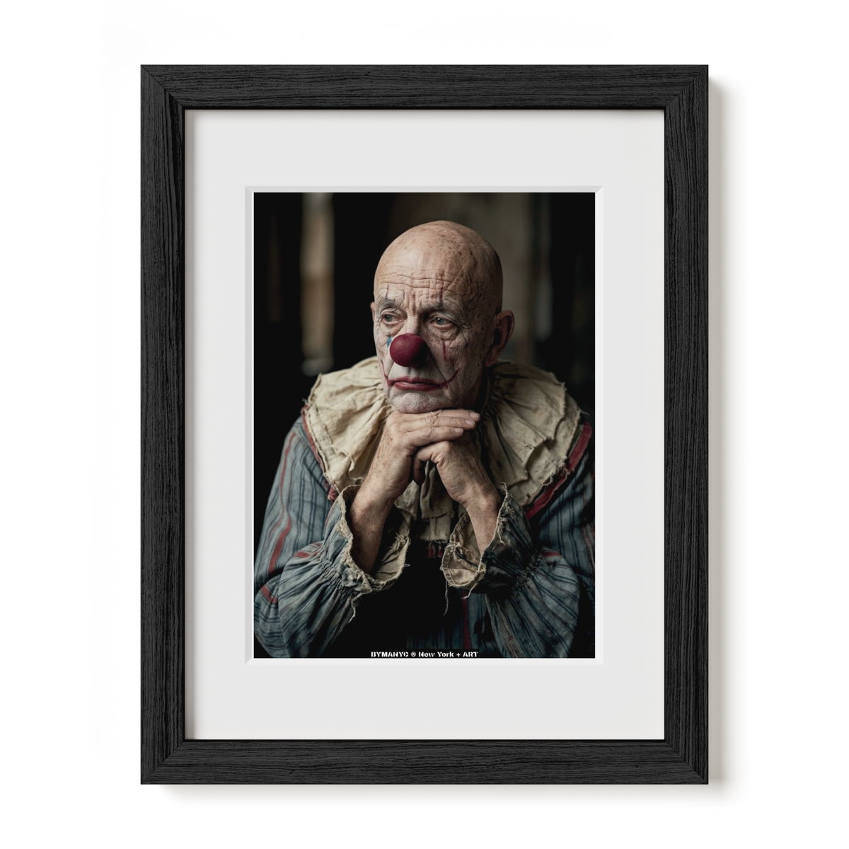 POSTER of ART AVANT-GARDE - THE MELANCHOLY PIERROT - Vintage Clown and Ruffled Collar Portrait - BYMANYC ® New York + ART