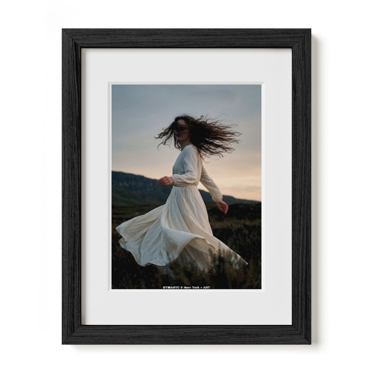 POSTER of ART AVANT-GARDE - THE DUSK DANCER - Flowing Cream Dress in Landscape Portrait - BYMANYC ® New York + ART