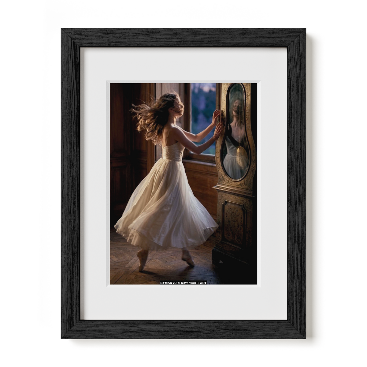 POSTER of ART AVANT-GARDE - THE MIDNIGHT WALTZ - White Ballgown and Antique Mirror Portrait - BYMANYC ® New York + ART