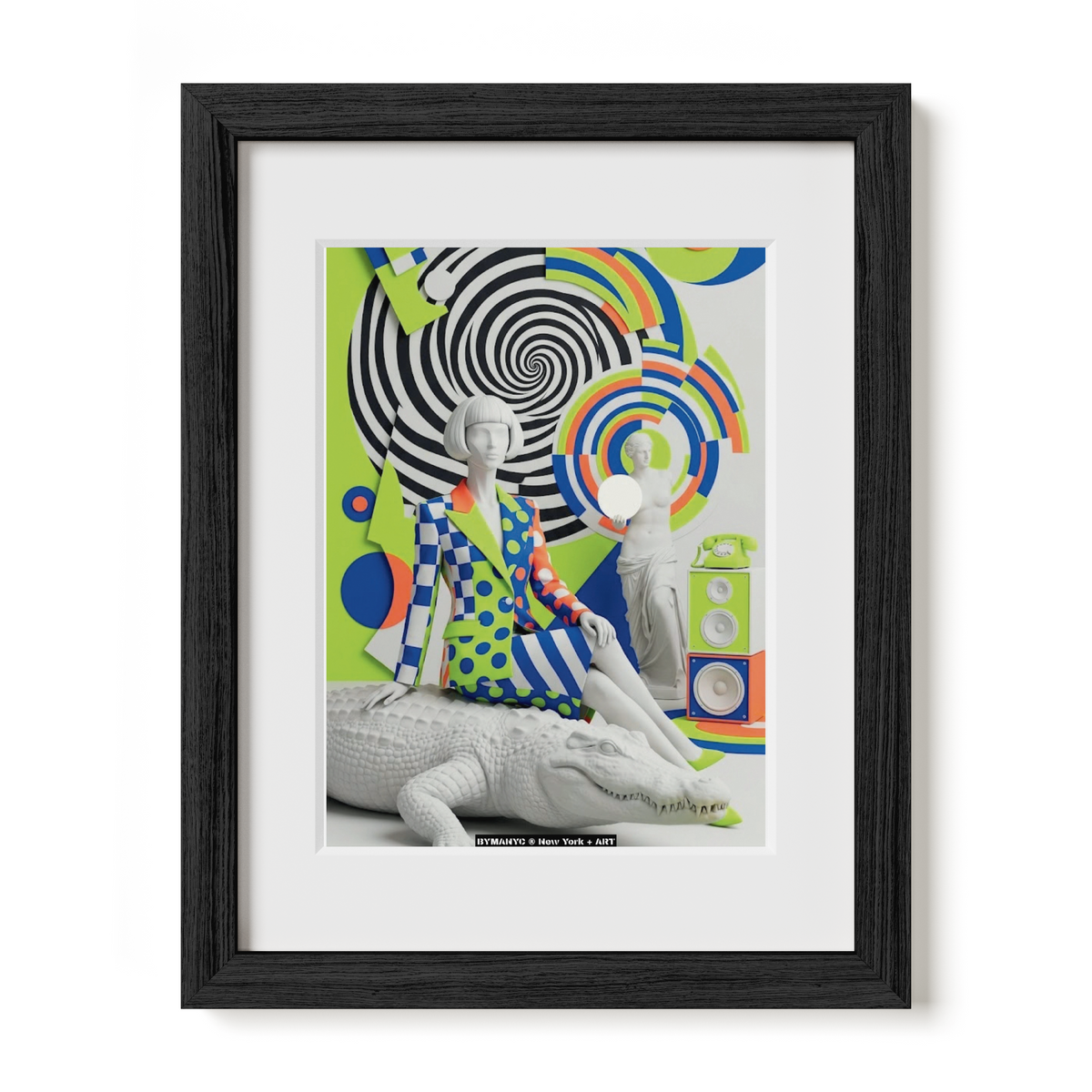 POSTER of ART AVANT-GARDE - THE POP ART REPTILE - Geometric Suit and Crocodile Sculpture Portrait - BYMANYC ® New York + ART
