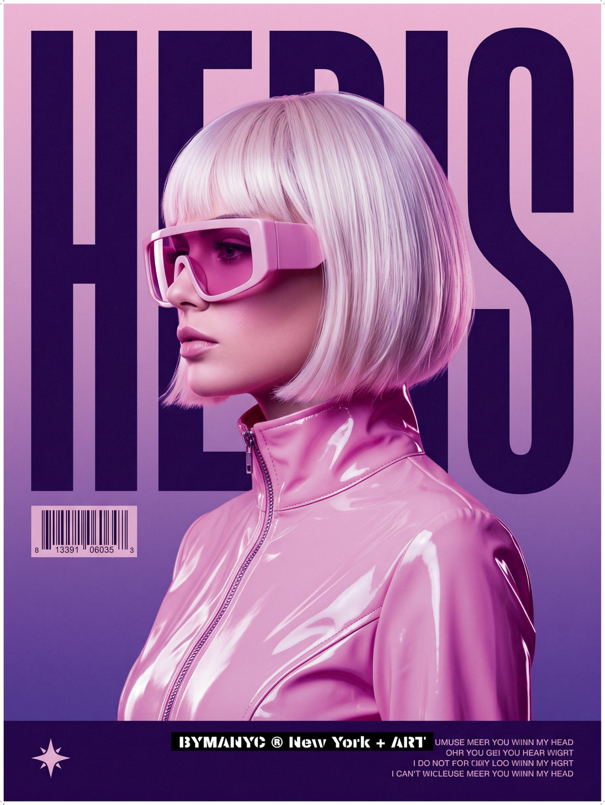POSTER of ART AVANT-GARDE - PINK BOB SUNGLASSES - Pastel Magazine Cover Portrait - BYMANYC ® New York + ART