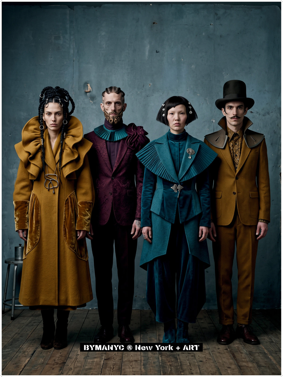 POSTER of ART AVANT-GARDE - VICTORIAN GROUP PORTRAIT - Moody Historical Fashion Lineup - BYMANYC ® New York + ART