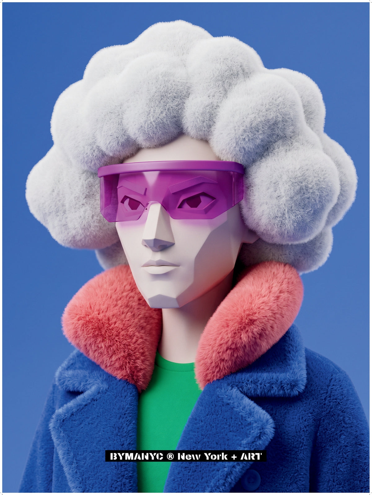 POSTER of ART AVANT-GARDE - CLOUD HAIR - Futuristic Glasses Portrait - BYMANYC ® New York + ART