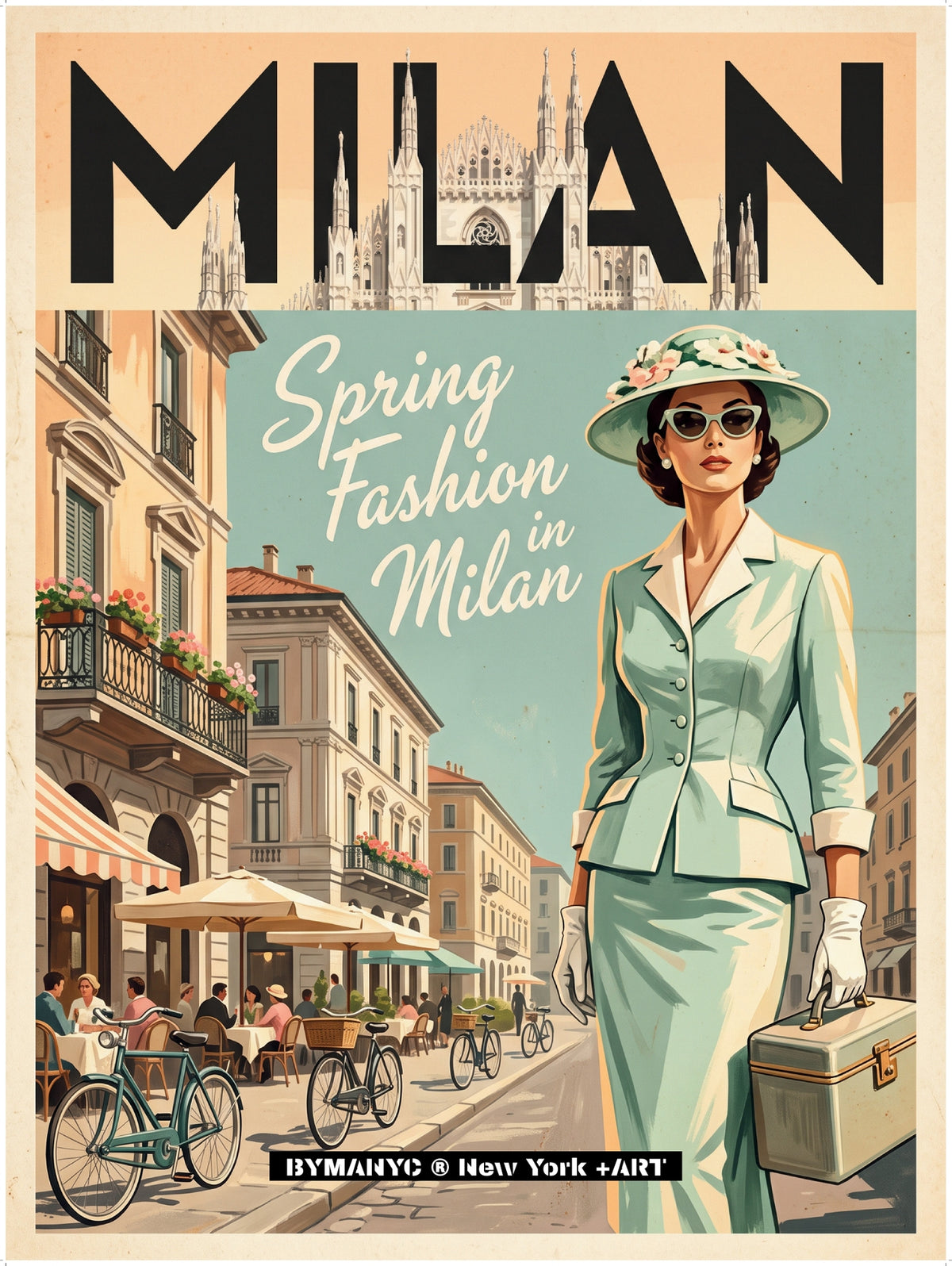 POSTER of VINTAGE ART - SPRING FASHION IN MILAN BYMANYC ® New York + ART