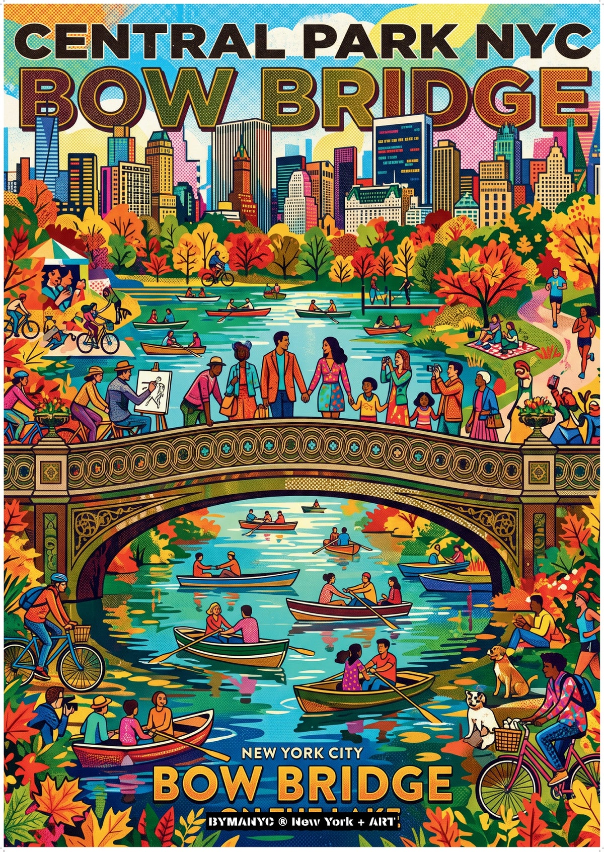 POSTER of ART NYC - CENTRAL PARK - Bow Bridge Scenic Landmark BYMANYC ® New York + ART Limited Edition