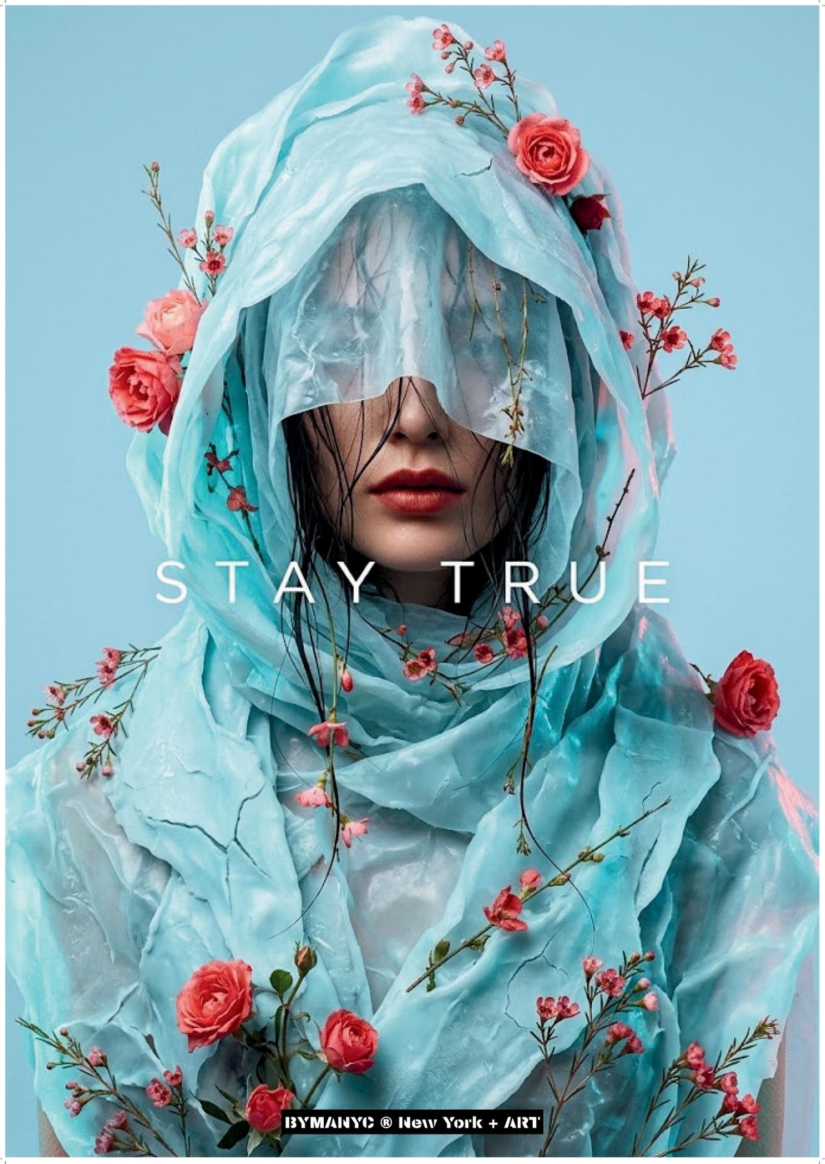 POSTER of ART FLORAL - THE ETHEREAL SHROUD - Limited Edition Florals and Translucent Veil Portrait - BYMANYC ® New York + ART