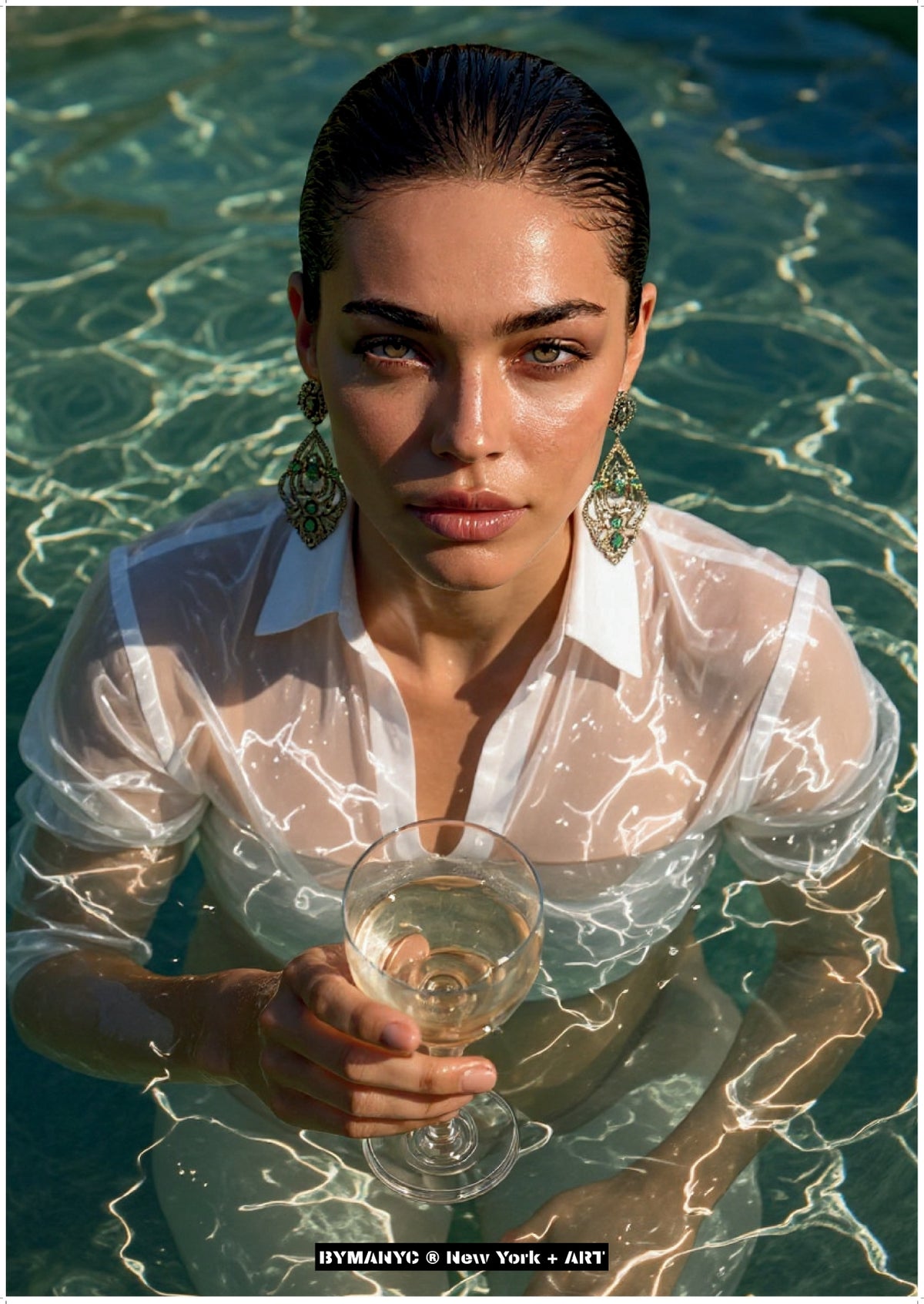 POSTER of ART AVANT-GARDE - THE AQUATIC TOAST - Submerged Wine Glass Portrait - BYMANYC ® New York + ART