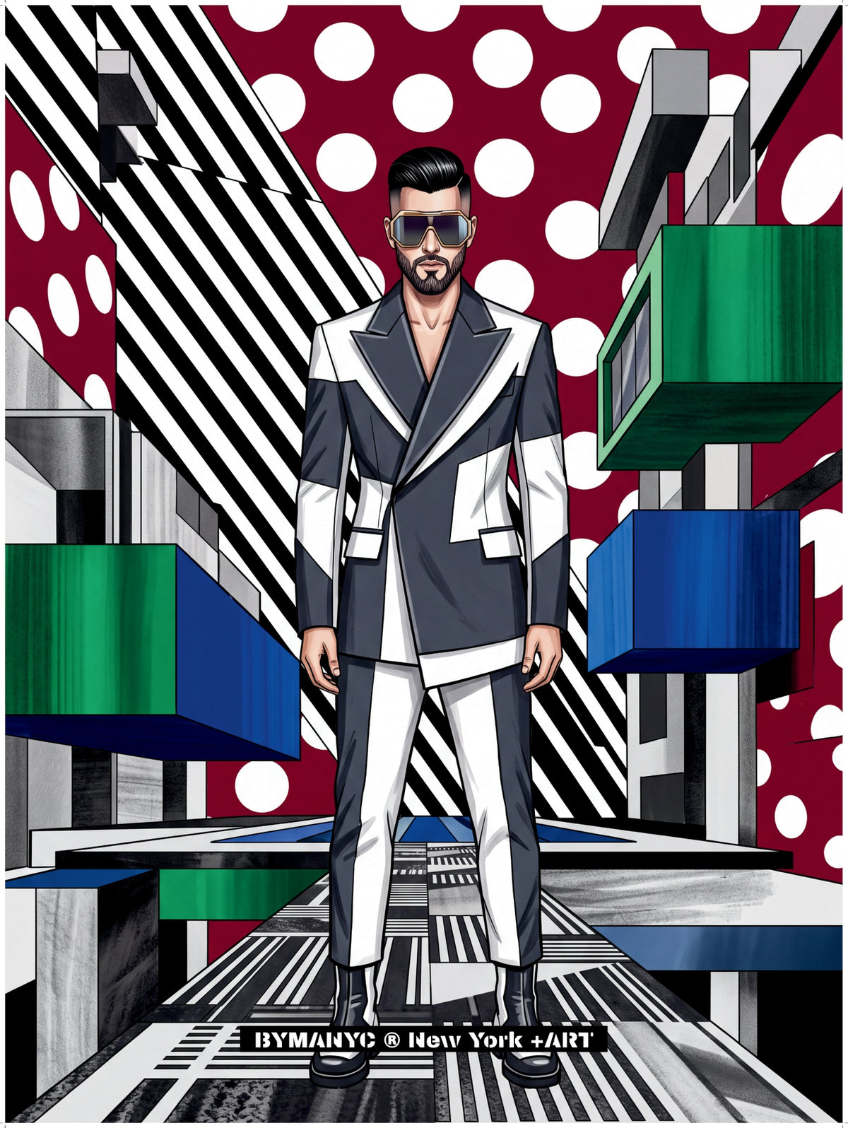 POSTER of POP ART - THE MONOCHROME GEOMETRY - Black and White Architectural Suit - BYMANYC ® New York + ART