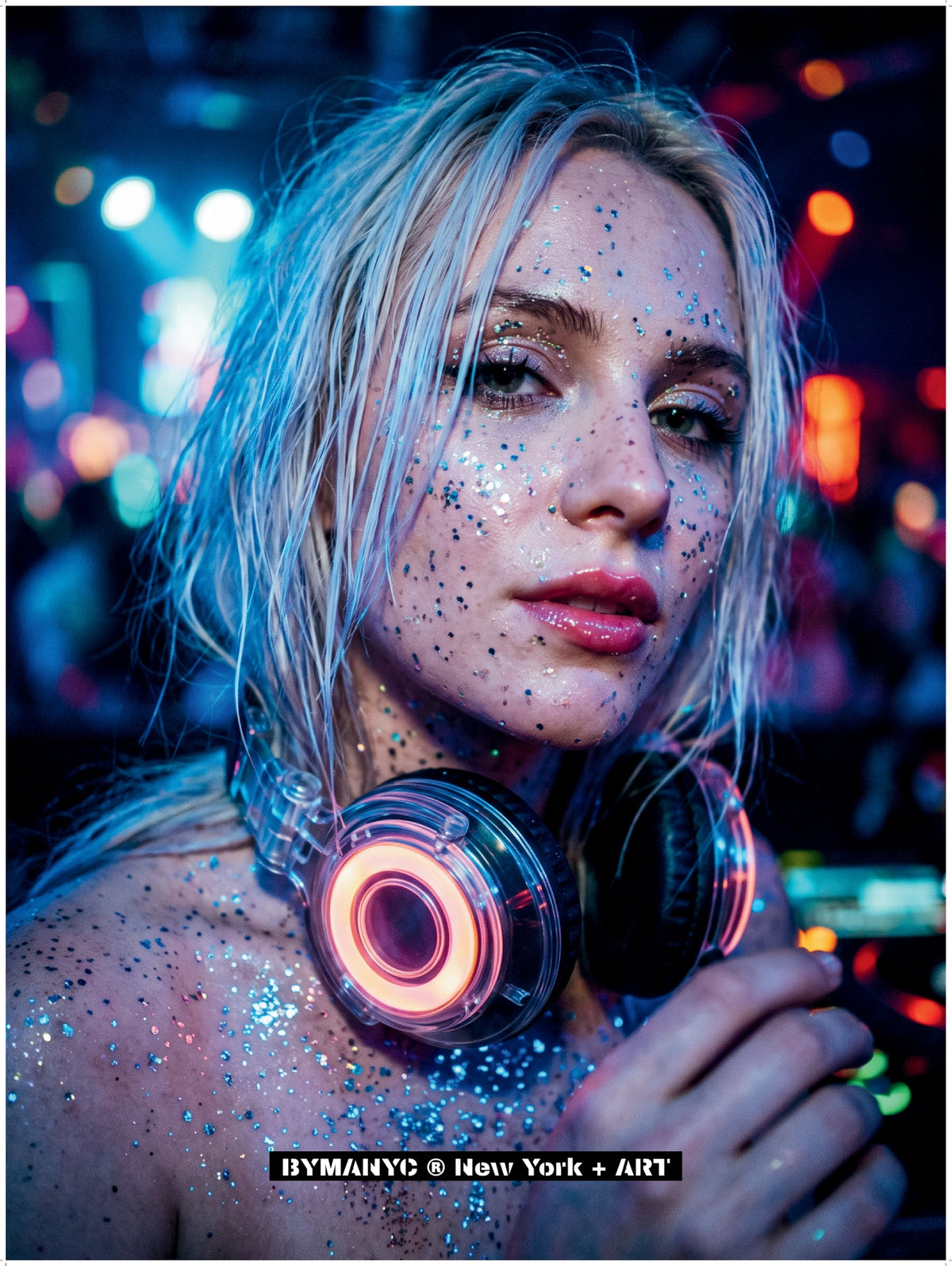 POSTER of ART AVANT-GARDE - DJ NEON GLOW - Electronic Music Portrait - BYMANYC ® New York + ART