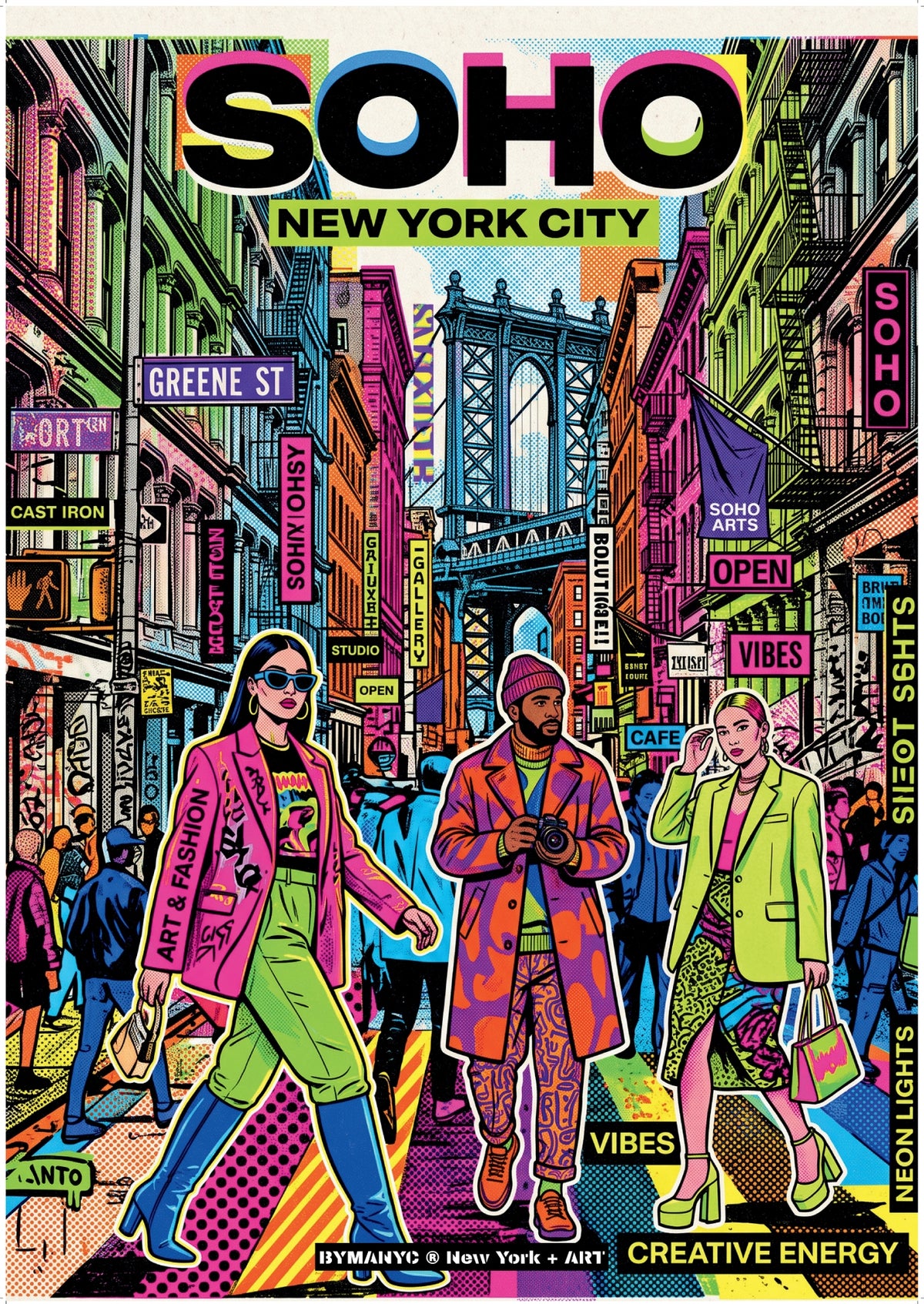 POSTER of ART NYC - SOHO NEW YORK CITY - Chic Fashion and Street Scene BYMANYC ® New York + ART Limited Edition