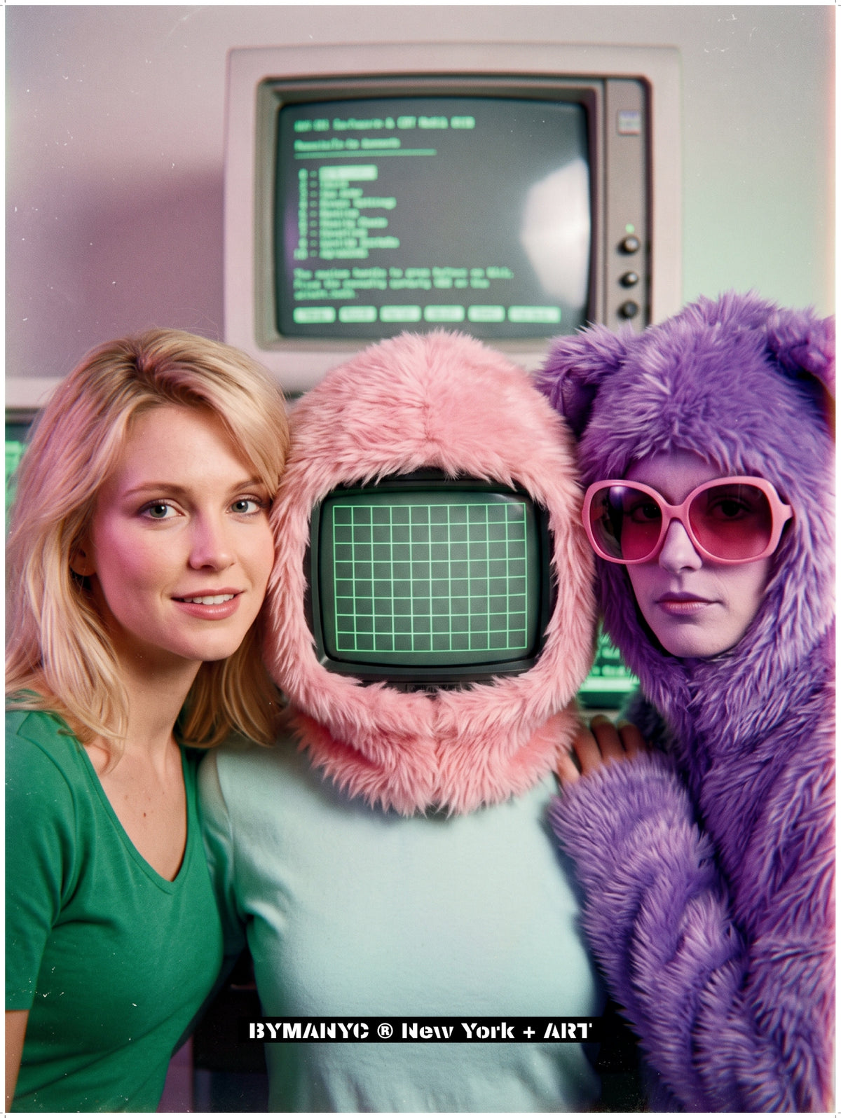 POSTER of ART AVANT-GARDE - RETRO FUTURISTIC GROUP - Portrait with Screens and Plush - BYMANYC ® New York + ART
