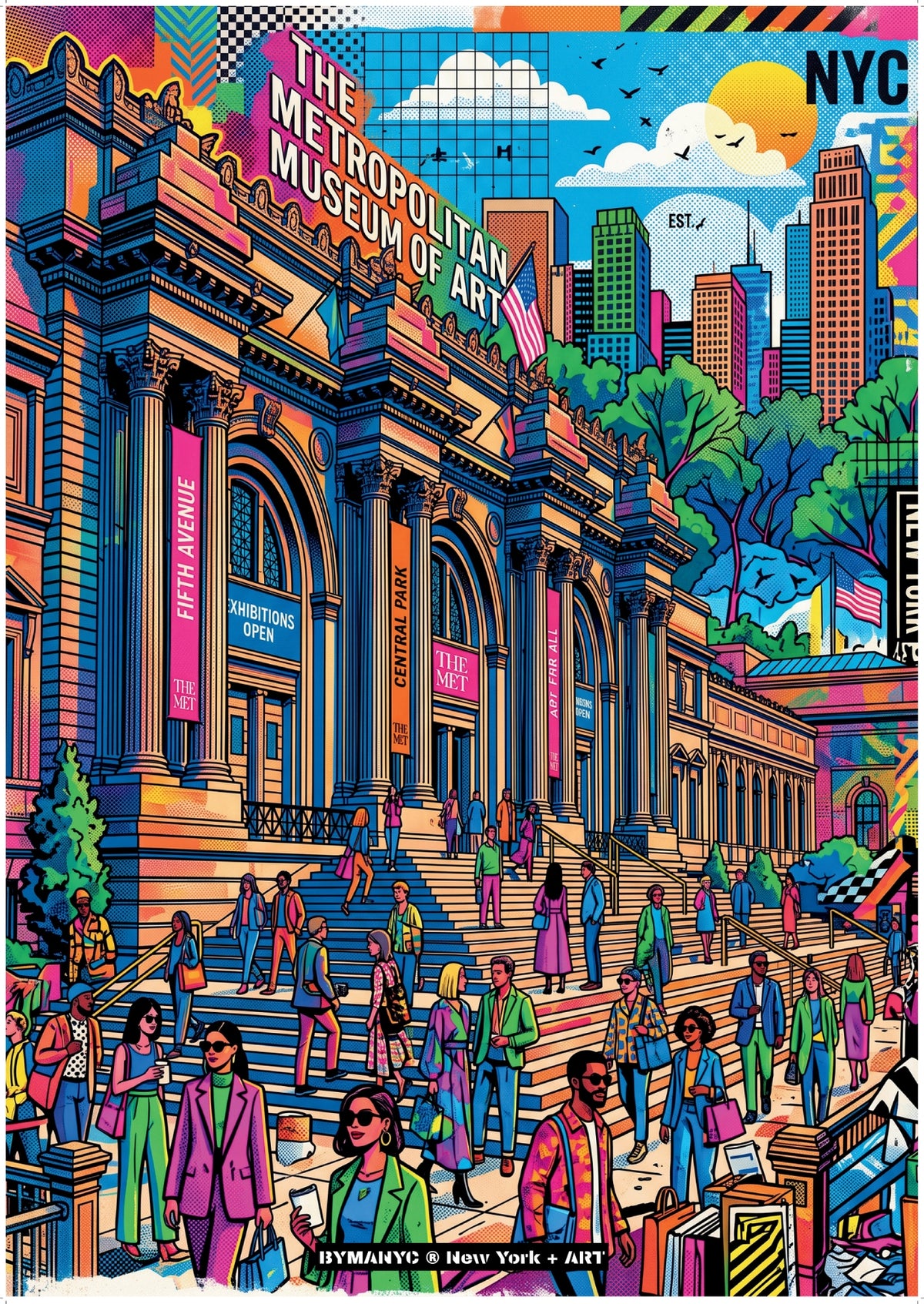 POSTER of ART NYC - THE METROPOLITAN MUSEUM OF ART - Fifth Avenue Cultural Landmark BYMANYC ® New York + ART Limited Edition